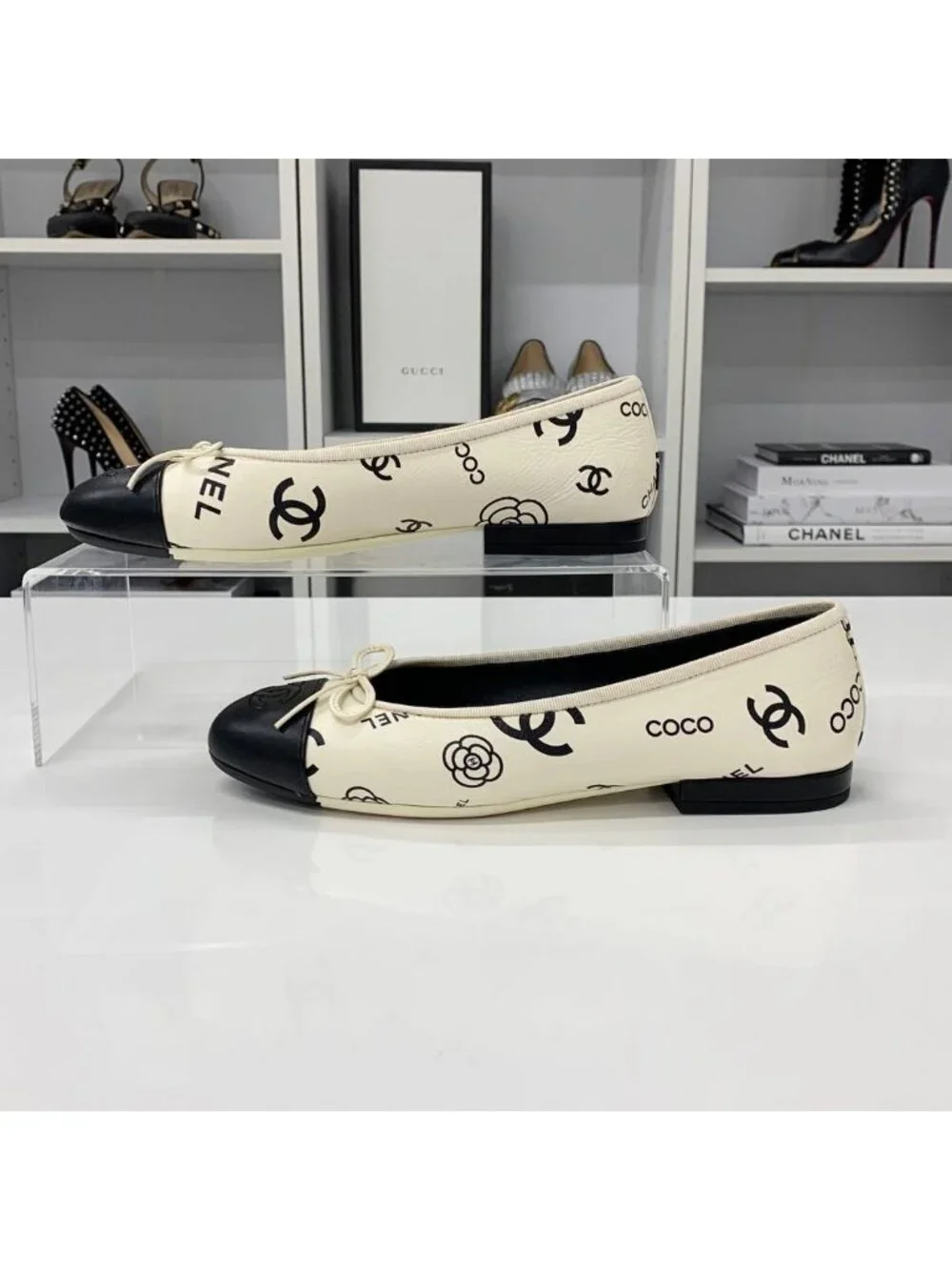 Chanel Ballerina Lambskin CC Logo Camellia Ballet Shoes